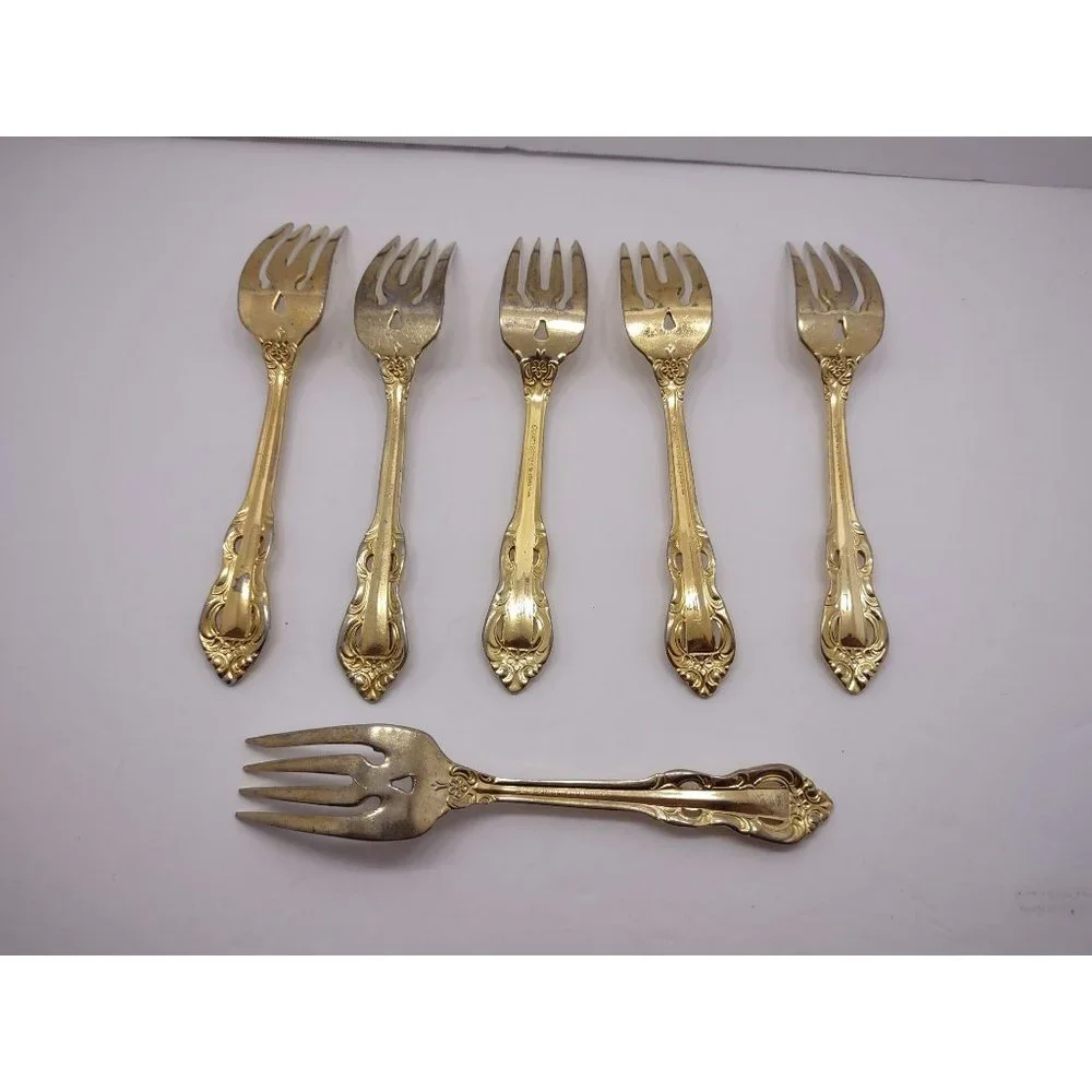 Vintage 1988 Korea Supreme Cutlery Towle gold wash forks King Arthur